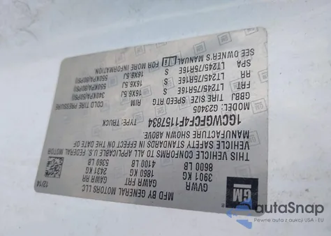 2015 Chevrolet Express 2500 Work Van from USA, damaged, VIN 1GCWGFCF4F1157834